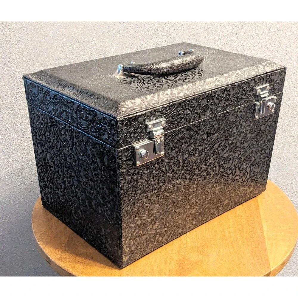 Jewelry Organizer Large 4-Sections Multiple Pieces Textured Exterior Latches